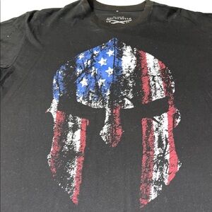 Black Graphic Grunt Style T-Shirt with American Flag Design